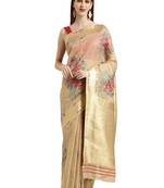 beige woven chanderi saree with blouse