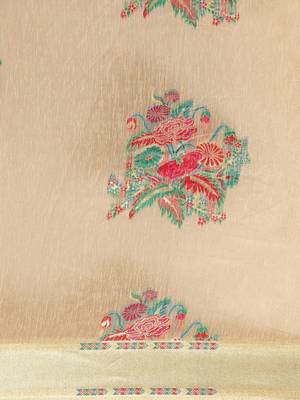 beige woven chanderi saree with blouse 3