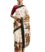 green printed bhagalpuri silk saree with blouse