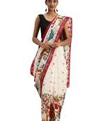 red printed bhagalpuri silk saree with blouse