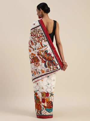red printed bhagalpuri silk saree with blouse 2