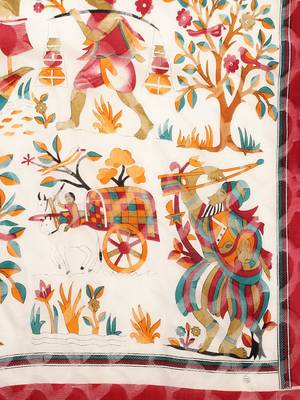 red printed bhagalpuri silk saree with blouse 4