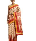 yellow printed bhagalpuri silk saree with blouse