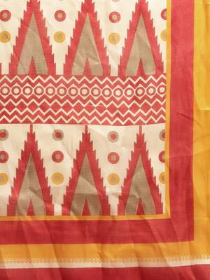 yellow printed bhagalpuri silk saree with blouse 4