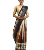 blue printed bhagalpuri silk saree with blouse