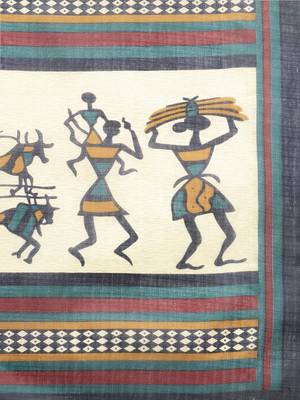 blue printed bhagalpuri silk saree with blouse 4