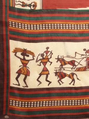 brown printed bhagalpuri silk saree with blouse 4