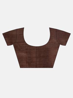 brown printed bhagalpuri silk saree with blouse 5