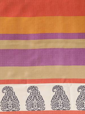 orange printed bhagalpuri silk saree with blouse 3