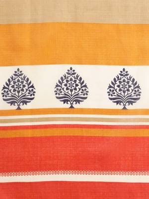 orange printed bhagalpuri silk saree with blouse 4