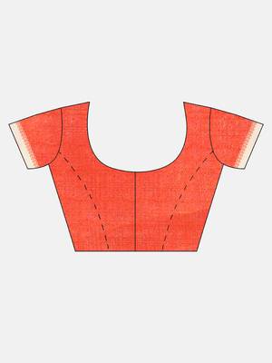 orange printed bhagalpuri silk saree with blouse 5