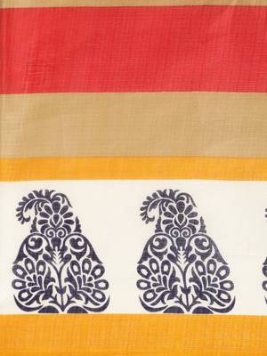 yellow printed bhagalpuri silk saree with blouse 3