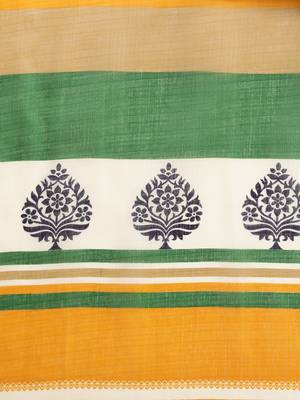 yellow printed bhagalpuri silk saree with blouse 4