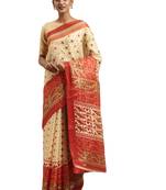 yellow printed bhagalpuri silk saree with blouse