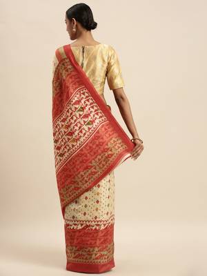yellow printed bhagalpuri silk saree with blouse 2