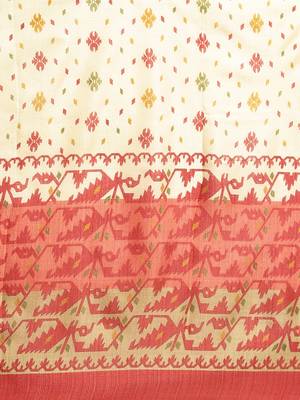 yellow printed bhagalpuri silk saree with blouse 3