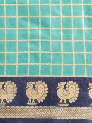 green printed bhagalpuri silk saree with blouse 3