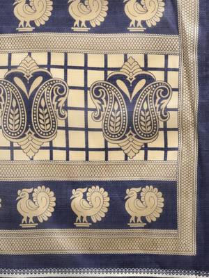 green printed bhagalpuri silk saree with blouse 4