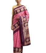 pink printed bhagalpuri silk saree with blouse