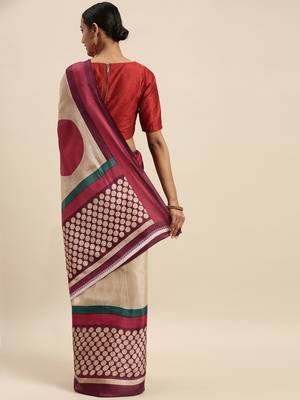 pink printed bhagalpuri silk saree with blouse 2