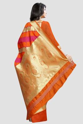 red woven silk saree with blouse 3