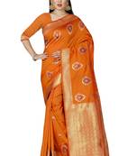orange woven silk saree with blouse