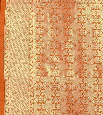 orange woven silk saree with blouse 4