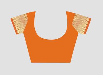 orange woven silk saree with blouse 5