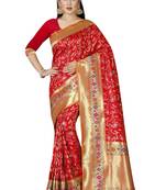 red woven  silk saree with blouse