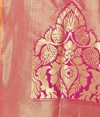 pink woven silk saree with blouse 5