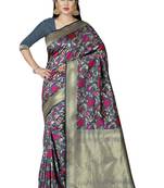 grey woven silk saree with blouse