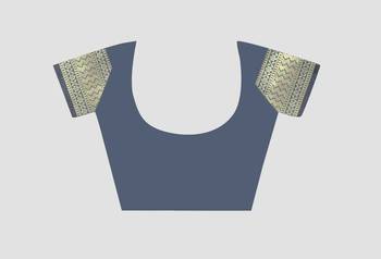 grey woven silk saree with blouse 4