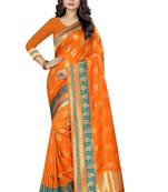 orange woven  silk saree with blouse