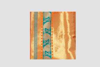 orange woven  silk saree with blouse 5