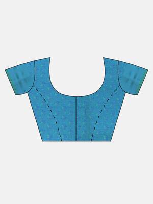 blue woven silk saree with blouse 5