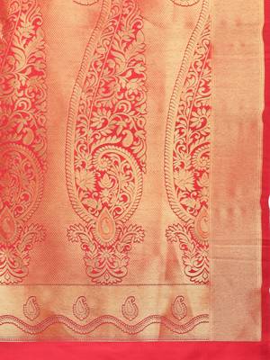 red woven silk saree with blouse 4