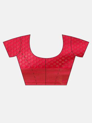 pink woven  silk saree with blouse 5