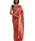 pink woven kanchipuram silk saree with blouse