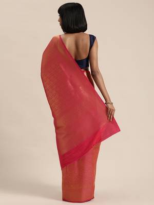 pink woven kanchipuram silk saree with blouse 2