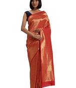 red woven silk saree with blouse