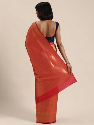 red woven silk saree with blouse 2