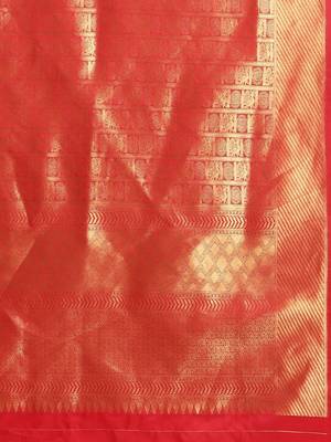 red woven silk saree with blouse 4