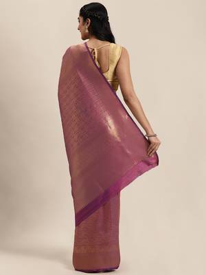 purple woven  silk saree with blouse 2