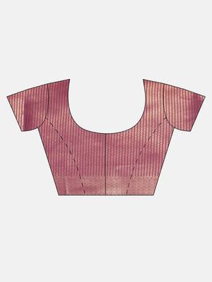 purple woven  silk saree with blouse 5