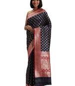 blue woven kanchipuram silk saree with blouse