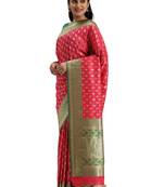 pink woven  silk saree with blouse
