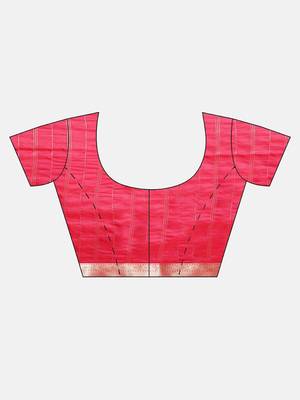 pink woven  silk saree with blouse 5