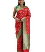 red woven silk saree with blouse