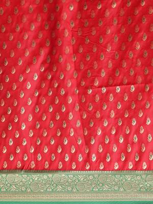 red woven silk saree with blouse 3