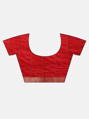 red woven silk saree with blouse 5